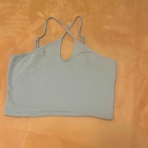 SHEIN blue cross over crop top